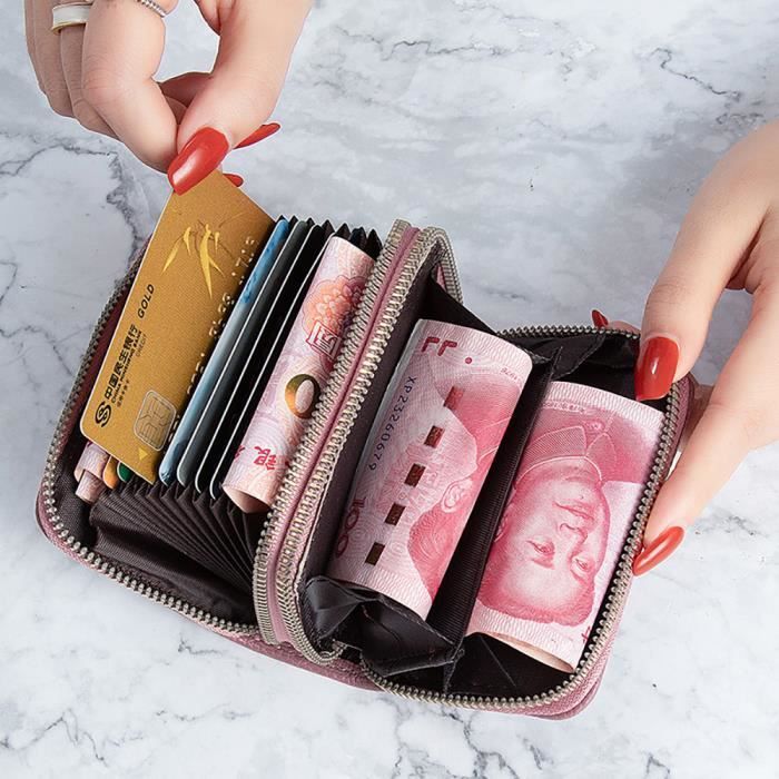 Portefeuille Femme Mini En Cuir Synthétique - Multi-compartiments, Fermeture Éclair, Compact 9.5x12cm