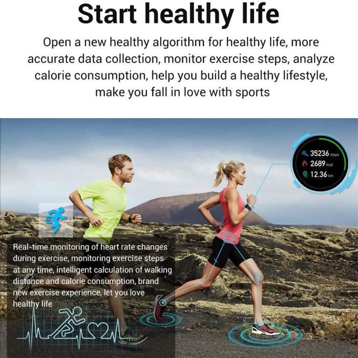 Montre Connect e IP68 Etanche Bracelet Connect Cardio Podometre