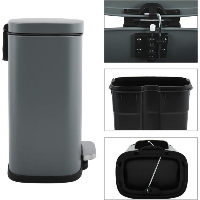 Spirella Poubelle à Pédale 5 Litres Akira Acier Inoxydable Bleu Mat - Fermeture Douce Salle De Bain