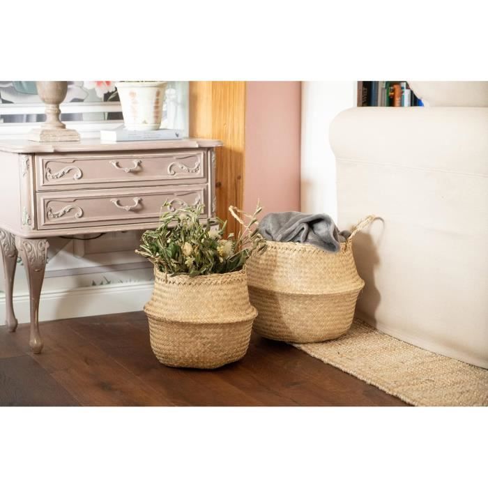 STOBAZA 2 Pièces Panier Fleurs Jonc Mer Avec Couvercle - Petit Vase Décoration Naturelle