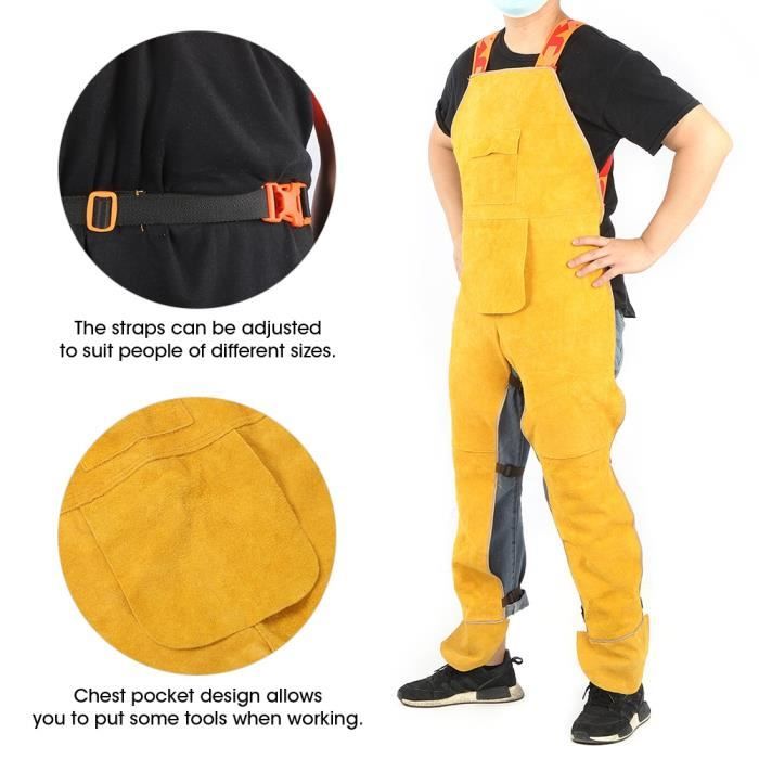 VBESTLIFE combinaison de travail Soudeur ignifuge r sistant l usure Soudeur en cuir de vache V tements de protection Costume de