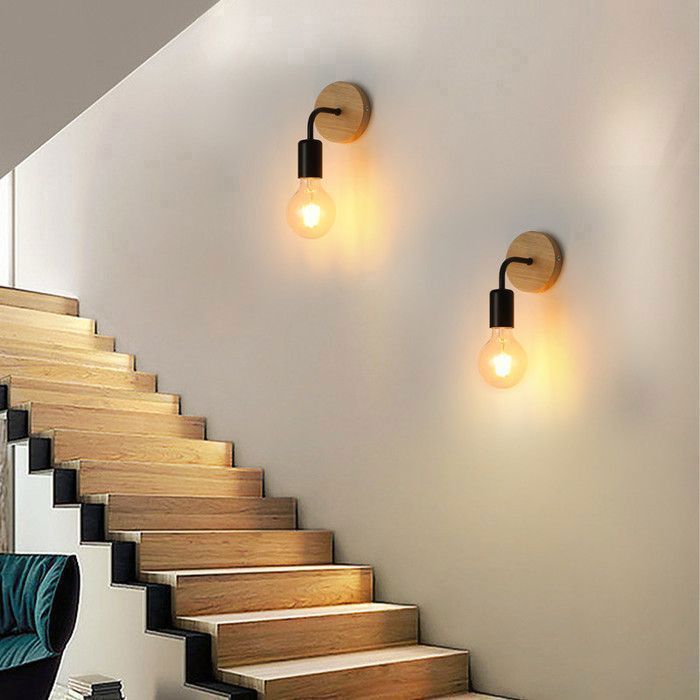 DELIPOP Applique Murale Bois Moderne Verre - Lampe E27 Salon Chambre Couloir (Ampoule Non Incluse)