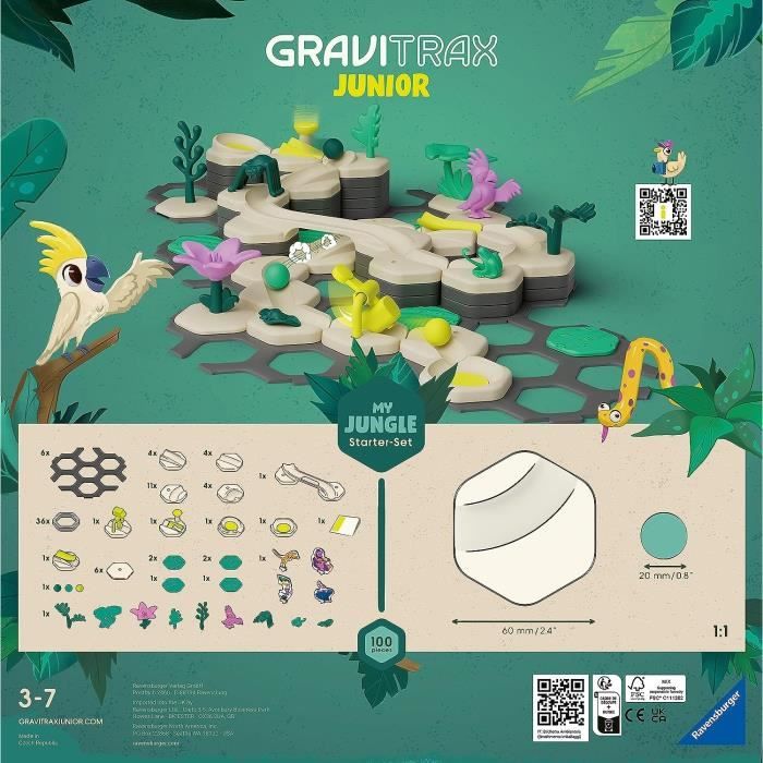 Ravensburger Gravitrax Junior Starter Set XXL My Planet - 200 Pièces De Circuit De Billes, Construction Créative Dès 3 Ans, 4 Thèmes (jungle, Banquise, Désert, Océan), Matériaux Biosourcés - Version Française - 27059