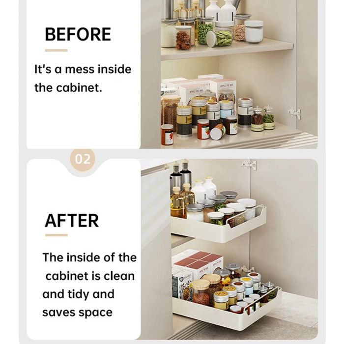 Organisateur Tiroir Coulissant Métallique - Étendable 41-58 Cm - Pour Placard Cuisine, Salle De Bain, Rangement