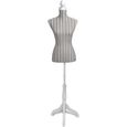 Buste de couture de femme - Modèle Porte-vêtement - Hauteur réglable : 133 - 168 cm Mannequin en lin à rayures-0