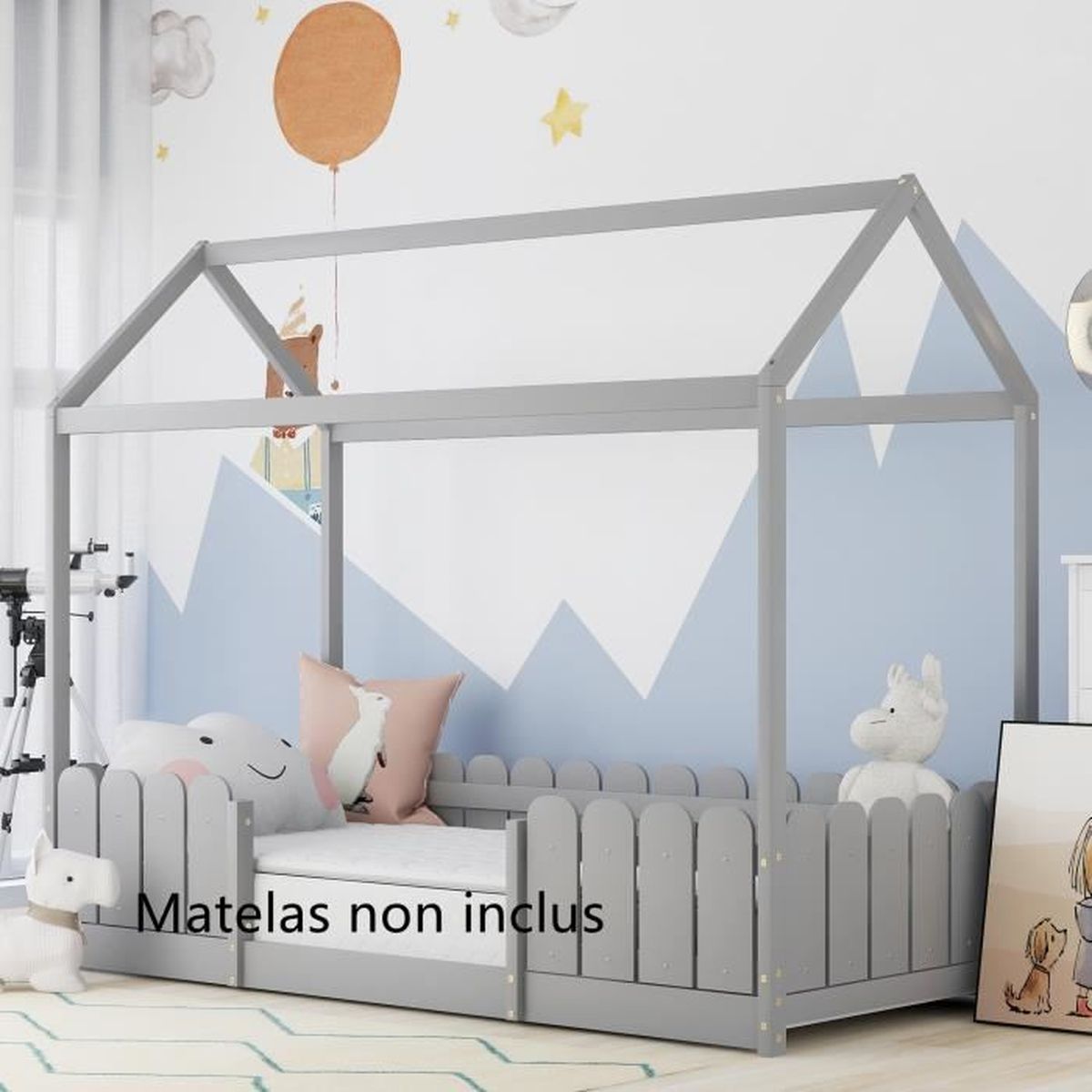 Lit Enfant Multifonction Canapé-lit - Dimensions 214.5x95x42 Cm, Tissu Teddy Doux, Structure Bois/métal, Sommier à Lattes, Capacité 120 Kg