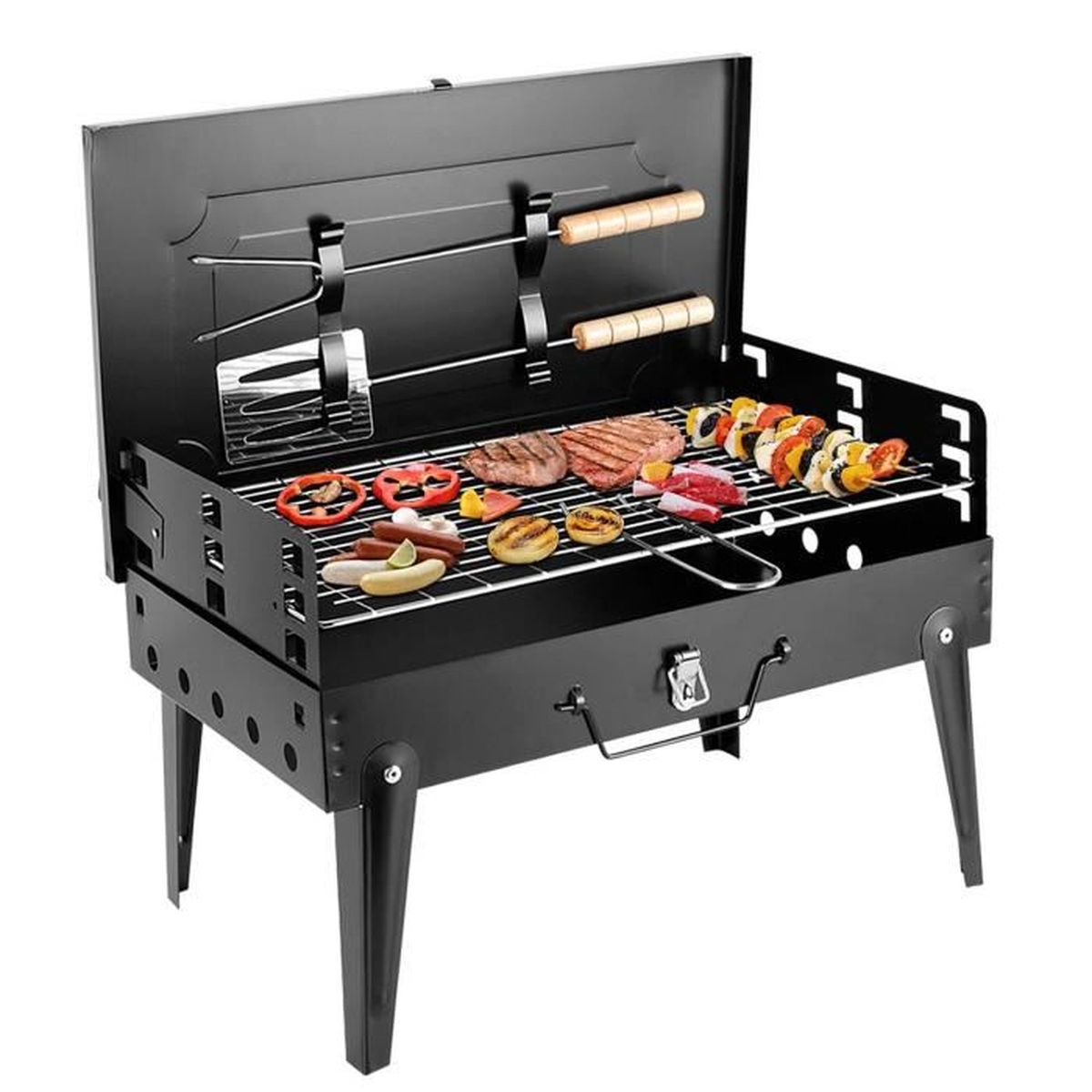 Mini Barbecue A Charbon De Table Mobile Portable Bbq Grille Inox