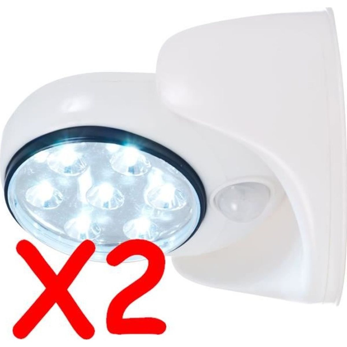 Lot 2 Spot Lampe Detecteur De Mouvement 7 Led Exterieur Interieur