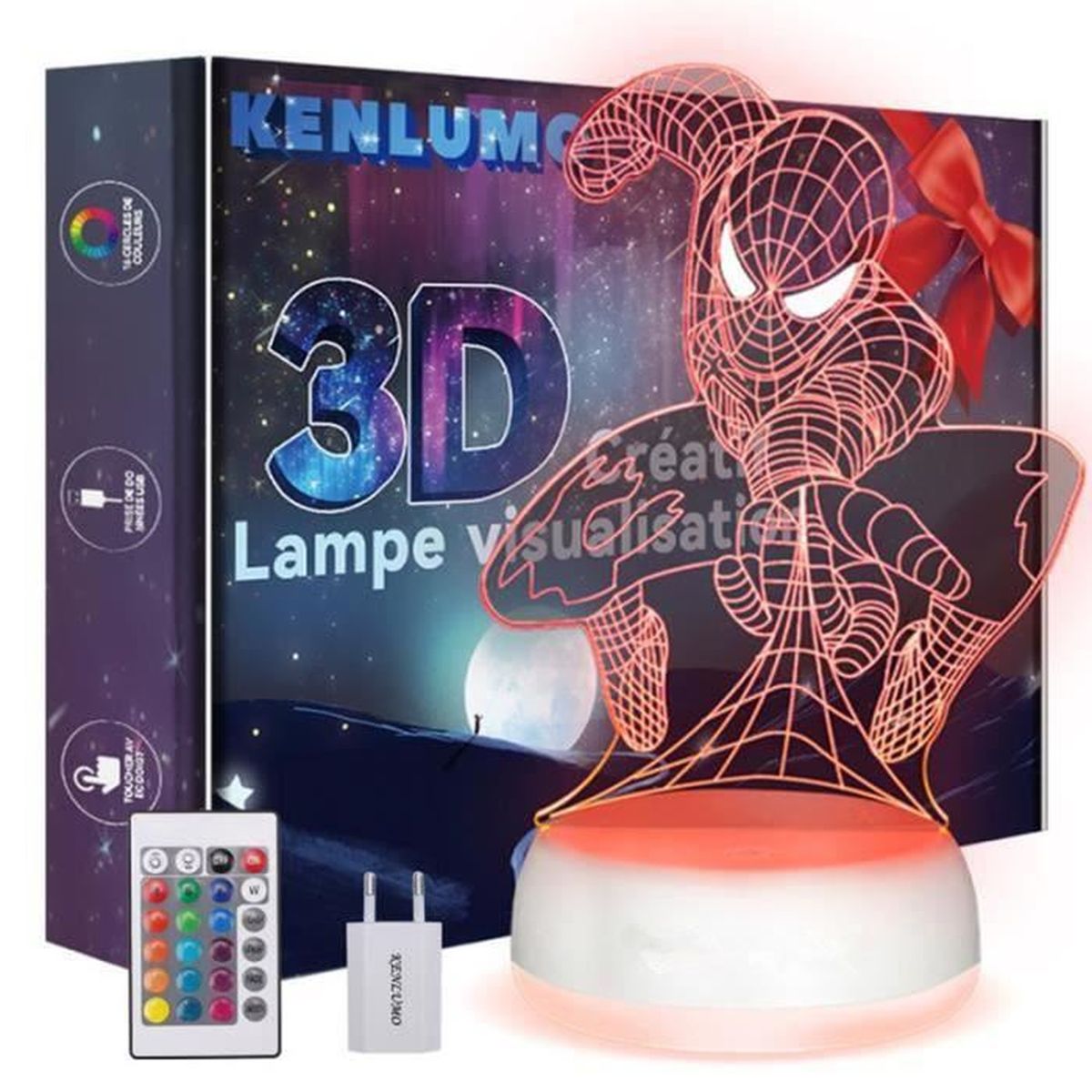 Fdit Lampe de nuit de dessin animé Lampe de nuit tactile à télécommande