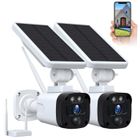 TOGUARD Kit Camera surveillance 3MP Wifi Camera solaire extérieur avec Station de base sans fil,Super vision nocturne audio bidirectionnel