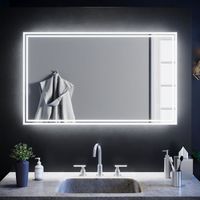 SIRHONA 100x60cm Miroir de Salle de Bains avec éclairage LED Miroir Cosmétiques Mural Lumière Illumination avec Commande par