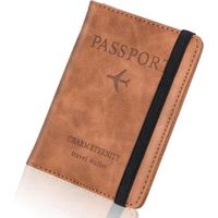 1pcs Pochette Passeport Porte Feuille Voyage, Protege Passeport avec Etui Anti RFID, Porte Passeport en Cuir PU  (Chameau)