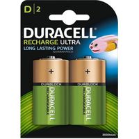 DURACELL Recharges Ultra Piles Rechargeables type D 3000 mAh Lot de 2