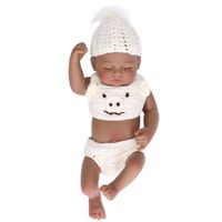 minifinker Poupée de bébé en silicone Poupée jeux poupee Garçon de 10 pouces avec les yeux fermés (blanc chaussures)