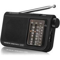 Radio Portable Transistor Batterie Retekess V117 - FM AM SW - Grande Molette pour Les Personnes Agées - Noir