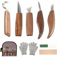 Outils de sculpture sur bois en acier au carbone, ensemble d'outils de sculpture sur bois avec couteau à crochet 10 pièces