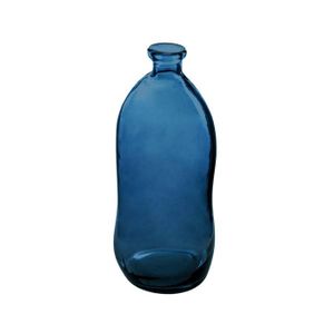 Vase En Verre Bleu Indigo Avec Relief Losange - Hauteur 23cm - Neuf - Déco Paris Prix