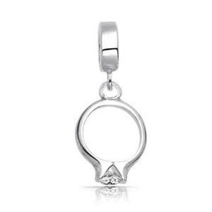 Silver Cz Bague De Fiancailles Pendent Charme Pandora Compatible