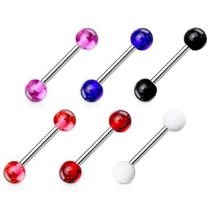 Piercing langue bioflex avec boule acrylique - Rose BXA-1416P