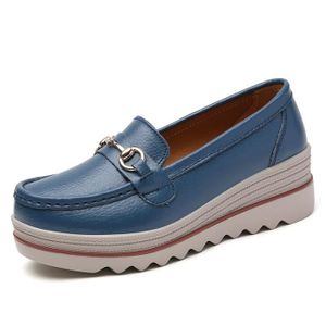 Mocassins pieds sensibles à talon compensé Femme en cuir bordeaux
