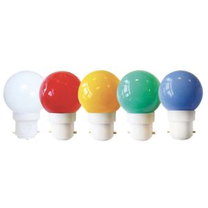 AMPOULE - LED Pack de 5 ampoules sphériques LED 0,7W / 30LM plastique multicolores pour guirlande culot B22