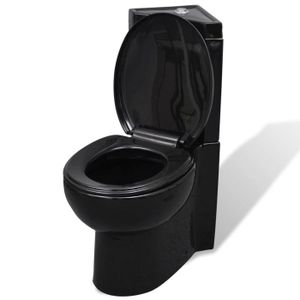 CUVETTE WC SEULE Toilette d'angle en céramique VIDAXL - Noir - Desi