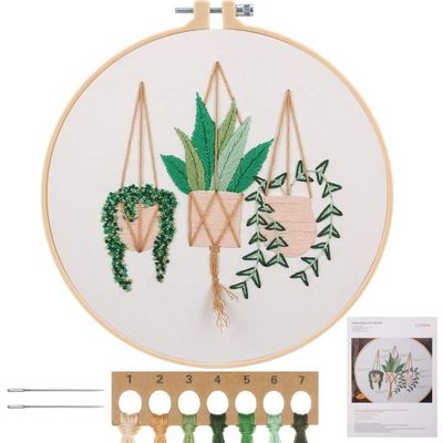 Kit De Broderie Au Poinçon Pour Débutants – 4 Cadres Ronds + Matériel Complet – Loisir Créatif Enfant & Adulte
