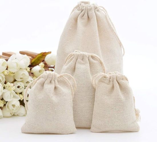 50 Pochettes En Lin Avec Cordon 10x14 Cm - Sachets En Jute Naturel Pour Bijoux, Cadeaux, Artisanat - Réutilisables