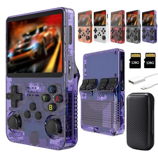 Console rétro portable avec plus de 20 000 jeux – Console de jeu portable IPS de 5 pouces, système avec carte de 64 Go préinstallée, prend en charge la sortie HDMI et Console rétro portable avec plus de 20 000 jeux – Console de jeu portable IPS de 5 pouces, système avec carte de 64 Go préinstallée, prend en charge la sortie HDMI et
