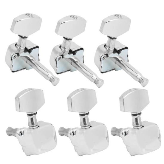 Lot De 6 Chevilles D'Accordage Guitare Semi-Fermées (3 Gauche + 3 Droite) - Noir, Pour Trou De 6mm, Guitare Électrique Ou Acoustique - 2