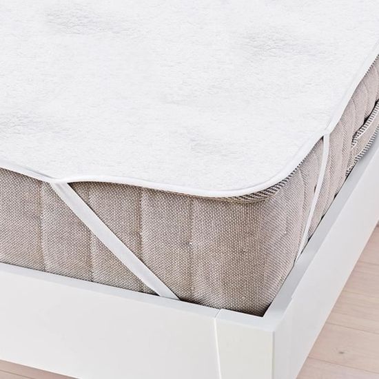 HENGDA Protège matelas coton 160 x 200 cm surmatelas confort, protège matelas imperméable et respirant, contre les acariens, blanc