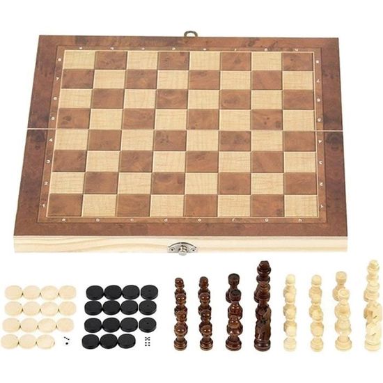 Jeu De Société 3 En 1 Magnétique : Backgammon, Dames, échecs - Pliable, Format Voyage
