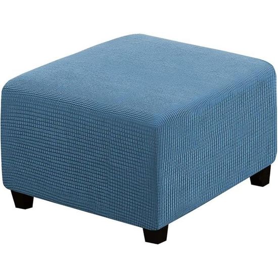 ZZDZW Housse de Pouf carrée Extensible, Housse de Repose-Pieds avec Base élastique,Housse Ottomane Housse Lavable pour Tabouret Ottomans (Color : White, Size : M (62-76cm