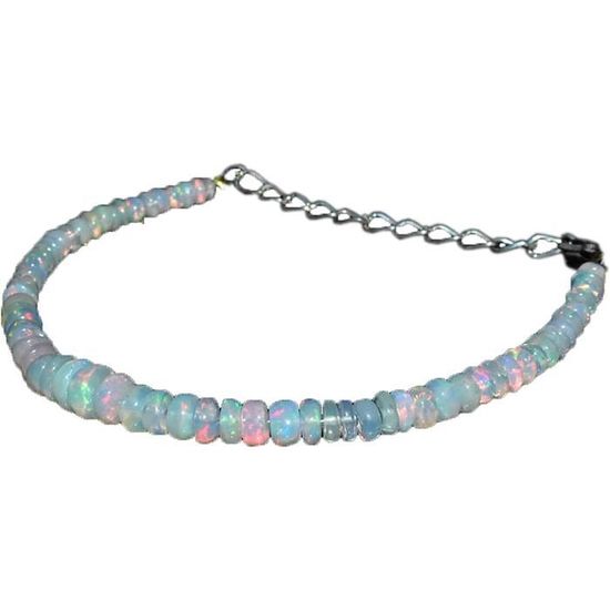 Bracelet Perles Argent 925 Opale éthiopienne Naturelle Violette - Fizagems