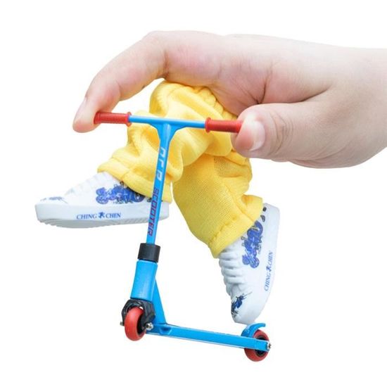 Mini Trottinette Doigt Pliable – Métal – 8,5 Cm – Frein Arrière, Roues Caoutchouc – Jouet De Bureau Pour Enfants Et Adultes – Cadeau