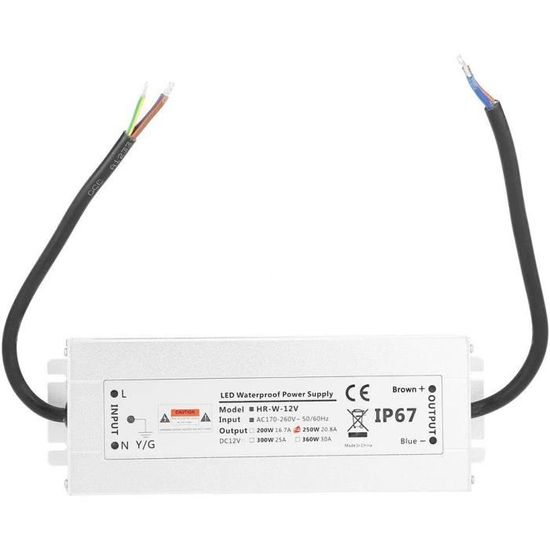 Alimentation LED IP67 240V Vers 24V DC - Imperméable - Pour Bandeaux LED Extérieurs