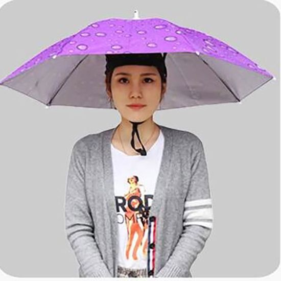 Parapluie-chapeau Anti-pluie Pour Pêche Ou Randonnée - Monté Sur La Tête, Mains Libres, Diamètre 65 Cm - Bleu Royal Ou Camouflage - 4