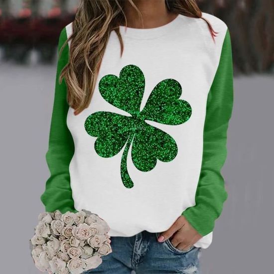 Sweat-shirt De La Saint-Patrick Pour Femme Avec Motif Trèfle