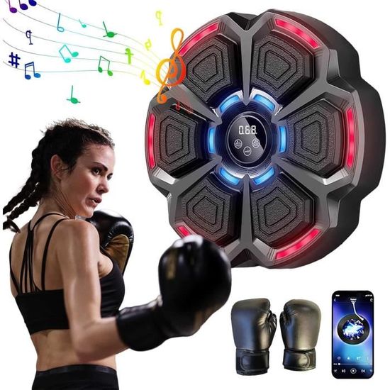 Machine De Boxe Musicale Avec Gants - 11 Modes, Compteur LED, Bluetooth - Pour Entraînement à La Maison Adultes/Enfants