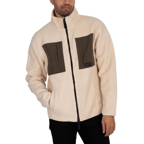 Veste polaire d expedition SUPERDRY Blanc Poches zippees Poignets et ourlet elastiques Blanc Cdiscount Pret a Porter