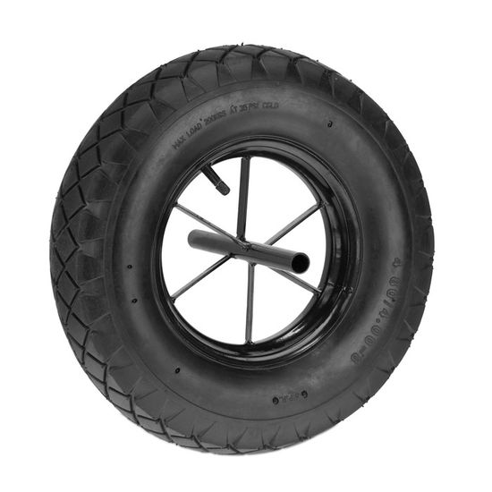 Roue De Brouette Pneumatique 3.50-8 Relaxdays - Jante Acier, Charge Max 100 Kg, Avec Valve, Noire