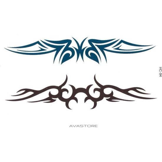 Tatouages Temporaires éphémères Thème Tribal - Noir, Paquet Neuf