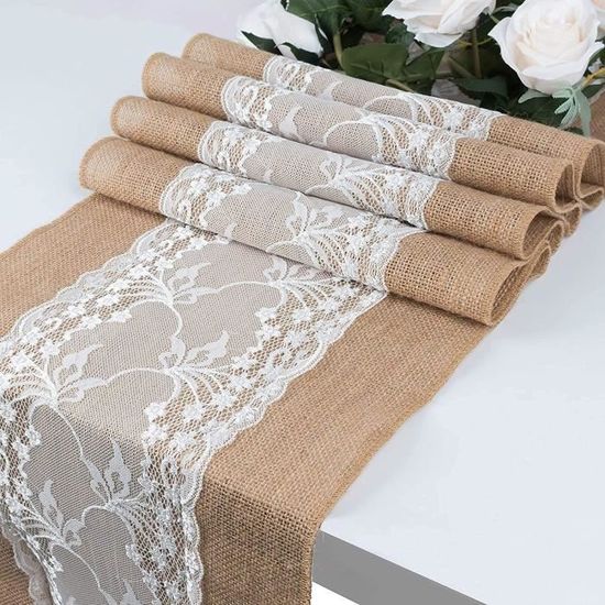 Bwiv 10Mx30cm Chemin de Table Toile de Jute Ruban de Table Rouleau Jute Mariage