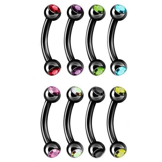 Piercing Tragus Gojewen - Lot 8 Piercings Incurvés 16G Acrylique Transparent 6-12mm - Pour Sourcils, Lèvres, Hélice, Nombril Piercing Professionnel