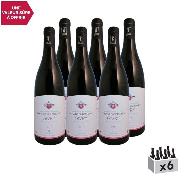 Givry Rouge 2017 - Lot de 6x75cl - Domaine de Berlenoy - Vin AOC Rouge de Bourgogne - Cépage Pinot Noir