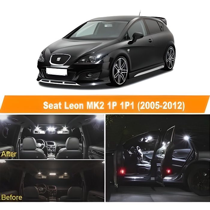 Pack LED Ampoules eclairage interieur Blanc Pour Seat Leon MK2 1P