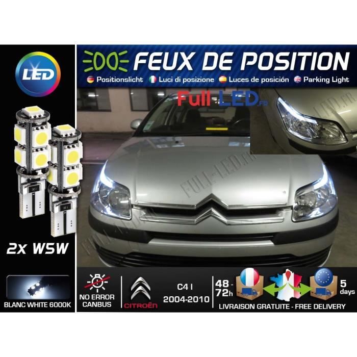 Ampoules W5W Feux de position LED - Citroën C4 I - Blanc Xénon