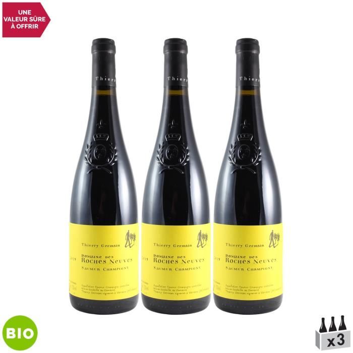 Saumur-Champigny Rouge 2019 - Bio - Lot de 3x75cl - Domaine des Roches Neuves - Vin AOC Rouge du Val de Loire - Cépage Cabernet Fran