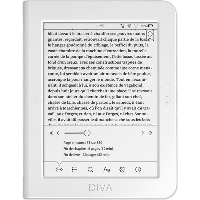 Bookeen Diva - Liseuse eBook Wi-Fi - Écran tactile 6- 1024 x 758 - 16 Go - 10 livres inclus ( Catégorie : Lecteur multimédia )