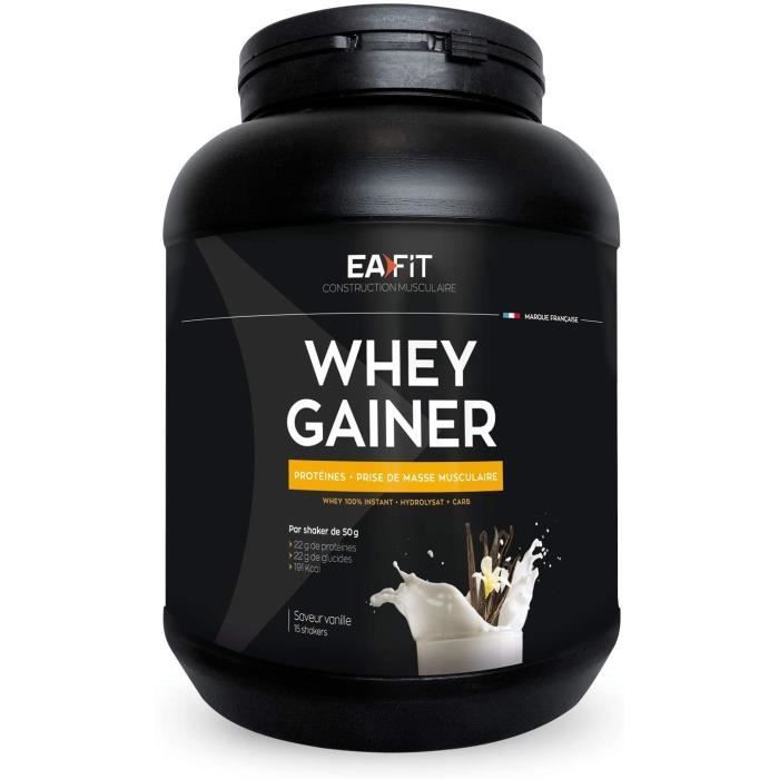 EAFIT WHEY GAINER 750g Vanille Protéines musculation Whey Prise de masse musculaire optimale Apport calorique Vitamines Minér 228